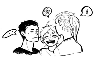 mmakotochan:  suga approves of the ponytail *thumbs up* while daichi is kinda surprised…