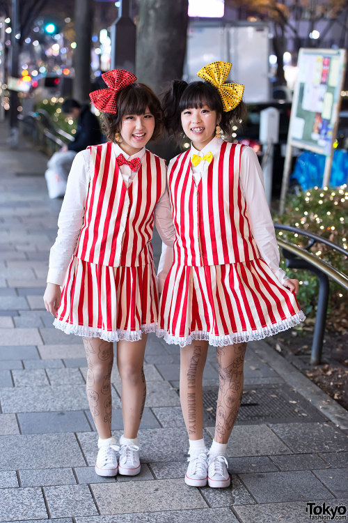 Fun Arashi fans on the street in Harajuku. They are even wearing tattoo tights with the names of Ara