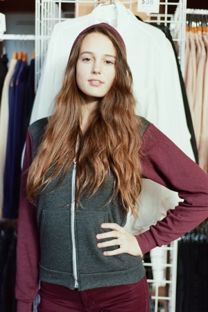 americanapparel:  Lea wearing the Unisex Flex Fleece Zip Hoodie at the American Apparel