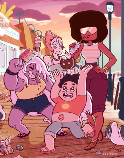 kaytayto:  Steven Universe print I did a while back that I forgot to post! makes me wanna visit the beach again…