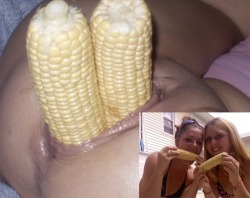 megafisting:  Two sluts have fun with corn on the cob  Def takes it in the ass too