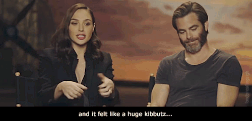 londoncallingsigh:Gal Gadot and Chris Pine, on husbands and kids on the set of Wonder Woman. (People