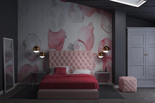 Interior design with Lilit Sarkisian’s watercoloured pomegranate paperwallsFACEBOOKINSTAGRAM