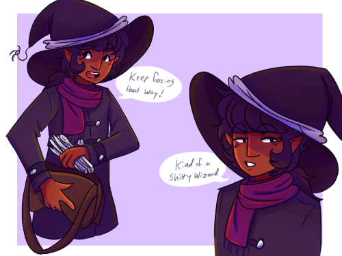 hyqerion:some rockport taakos! what a jerk[image description: two drawings of Taako, a thin dark-ski