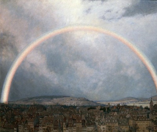 amare-habeo:  Maria La Roche (1870- 1952 , Swiss painter) - Kleinbasel [Little Basel] under the Rainbow (Kleinbasel unter dem Regenbogen), N/D 