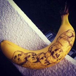 stinker:  THESE BANANAS WERE TATTOOED WITH A TOOTH-PICK.