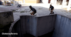 skatezophrenic:  Is this the best curved wall ride ever on a BMX?Riders: Luc Legrand and Erik ElstranVIA Mpora