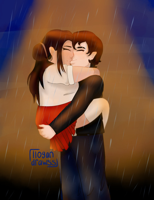 llogandrawss: Rarepairstuck Day 4 - Tropes - Cro&lt;3Mara 50s-stuck kissing in the rain,,,, this