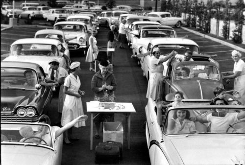 438 cars made their way through the drive-throught medical facility inside the Henry Ford Hospital p