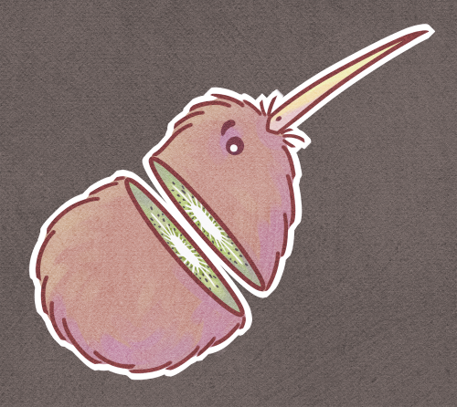 A sticker design I have had in my head for a while, a kiwi-fruit, if you will ><