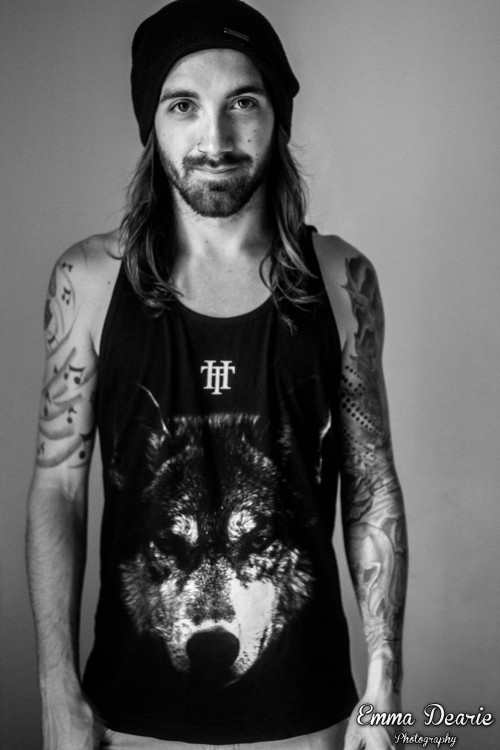 Ant from Memphis May Fire modeling Hard Times Clothing.
