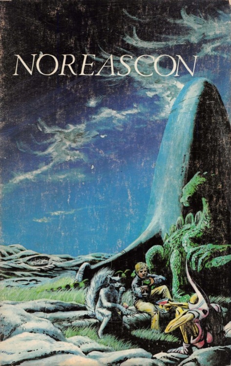 70sscifiart: Mike Gilbert’s 1971 cover to the Program Book for “Noreascon,” the na