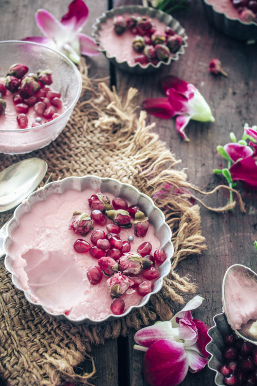 sweetoothgirl:Pots de Creme with Rose and Pomegranate