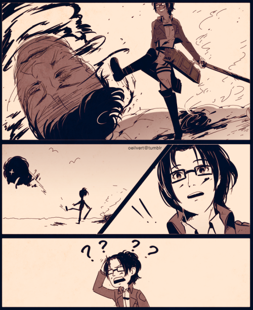 oeilvert:  yeah this is how i imagine this scene nnnnnnnn i think about hanji a lot alright 