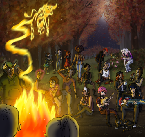 Secret wizards-only hangout party in the woods!☕Wizards and credits are under the cut.Douxie, Archie