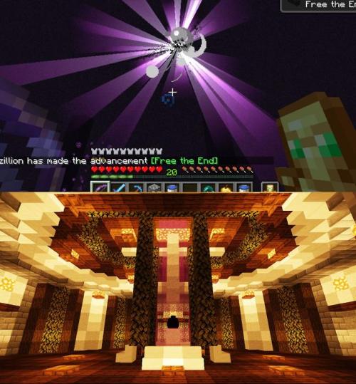 minecraftisthecoolest:Defeated the Ender dragon for the first time ever in survival, celebrated by m