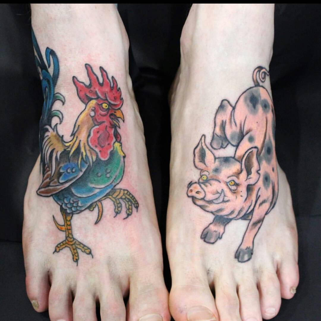 FileRooster and Pig Tattoo 14398278993jpg  Wikimedia Commons
