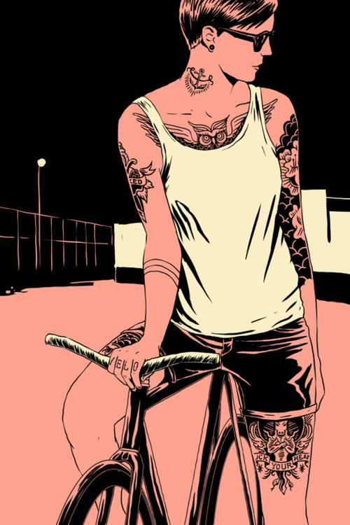 tonightwedrinktomorrowweride:  Velo Girls by Artist Adams Carvalho . http://ffffixas.tumblr.com/