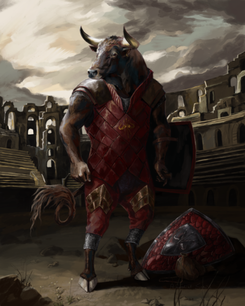 primordialsquid: Mitos es Mithas, Minotaur Paladin (commission) Mitos was the proud son of a noble M