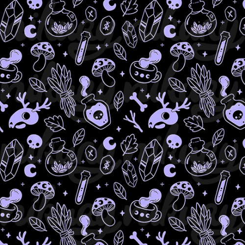 Created outline versions of the witchy pattern ✨Who else loves both black and white and pastel thing