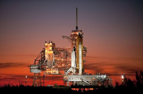 Atlantis on launchpad, STS-129