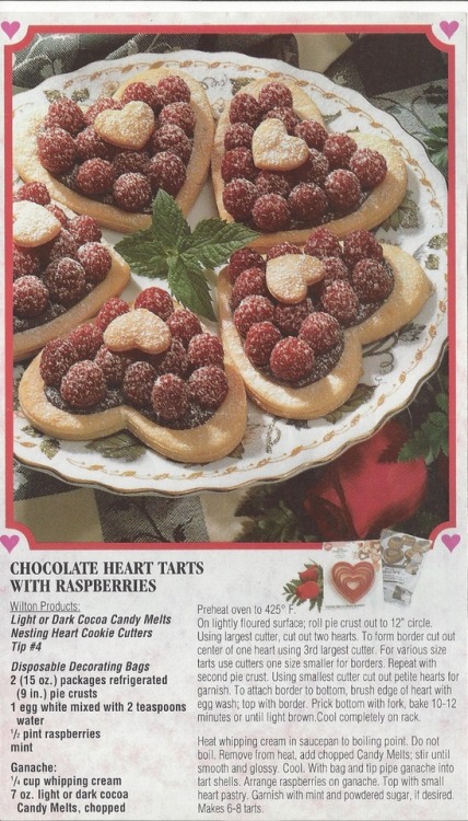 churchnotmadewithhands: scans from a valentines day recipes leaflet that was in a 90s cooking magazi