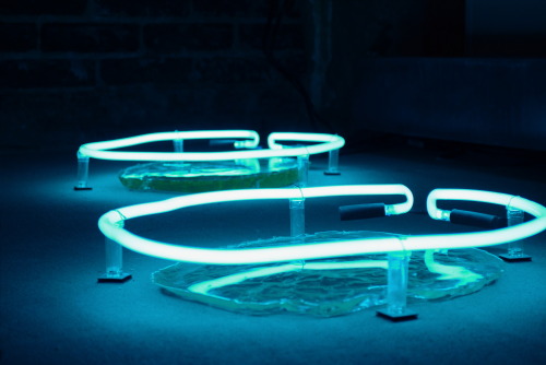 neon:Valerie ShusterovDeep Blues 2015Italian neon glass tubing filled with argon gas