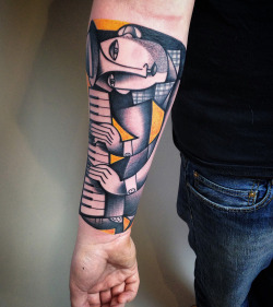 coolthingoftheday:  Tattoos inspired by cubism