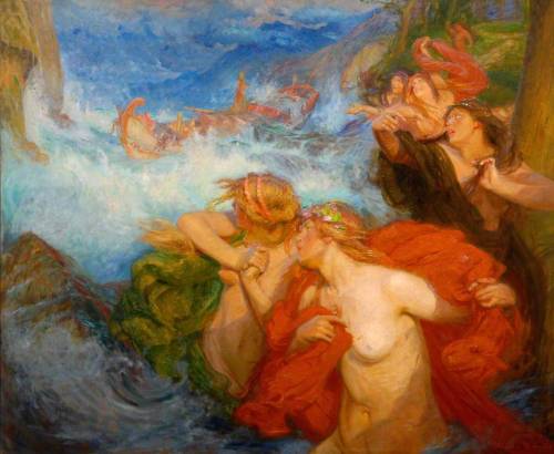 hildegardavon:Charles William Wyllie, 1853-1923The Sirens, n/d, oil on canvas, 113x135 cmHartle