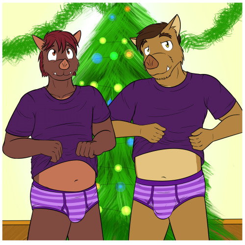 Merry Christmas from the Texnatsu guys and their dads/siblings.  At the Christmas party, all the wives gave their husbands and sons matching underwear and shirts, mostly as a joke.  Several drinks later, someone suggested taking commemorative photos