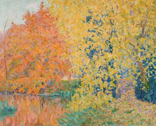 Étang en automne à Heverlee / Autumn pond in Heverlee, Edmond Verstraeten. Belgian (1870 - 1956)