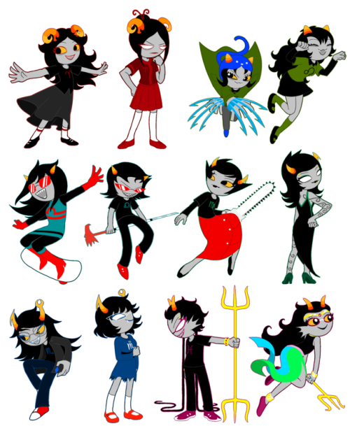 mizu-serket:TROLLBOYS and TROLLGIRLSmy favorite troll vriska,eridan,aradia,feferidancestor damara,ka