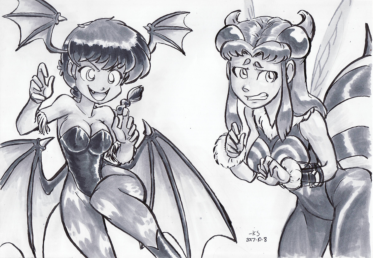 iancsamson: Inktober 08 - Crooked(ly ignoring the theme) Darkstalkers are good Halloweeny