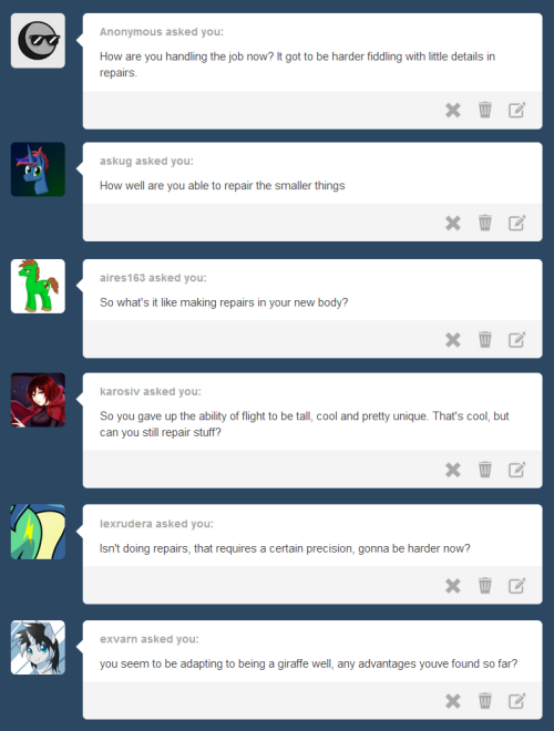 ask-giraffe-shine:  It’s almost as useful as those ‘thumb’ things that Lyra keeps yelling about!  x3