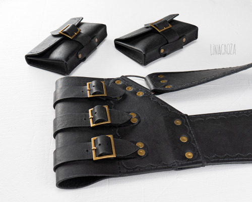 My new work - genuine leather pirate baldric with removable purses ~Write me for order!Instagram sto