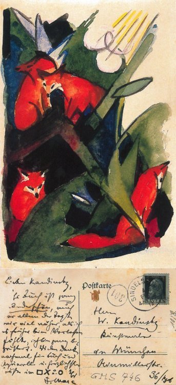 last-picture-show - Franz Marc, Postcards - - Two Foxes, To Albert...