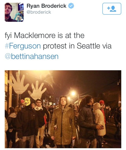 professor-pop-that: remember2breath: Macklemore actually speaking out and joined the protest. Respec