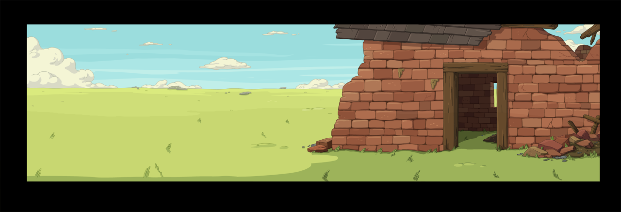 selected backgrounds from Jake the Brick art director - Nick Jennings BG designers