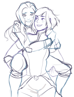 glowbunnies:  quick korrasami sketch, I