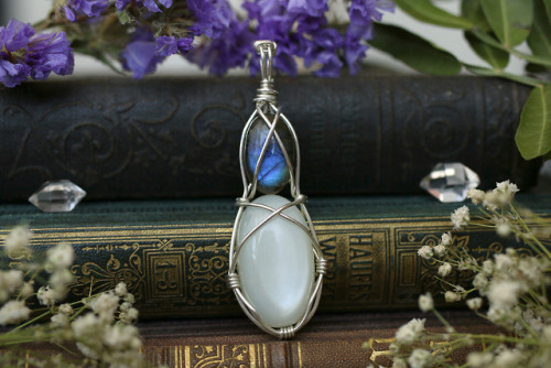 Beautiful shimmery moonstones and rainbow moonstone pendants in sterling silver handmade by me.Avail