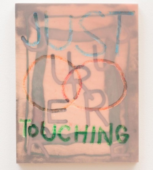 Tommy ColemanJust TouchingUV resistant epoxy resin, food coloring, crayon, and pigment on panel.2018