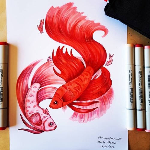 My betta and bunnies done for the February colour challenge #copicheartsandminds this month. Using r