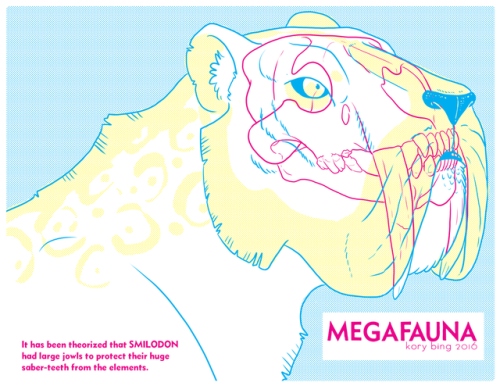 korybing:Megafauna! A zine I made back in 2016! These are hand made on a risograph in small batches 