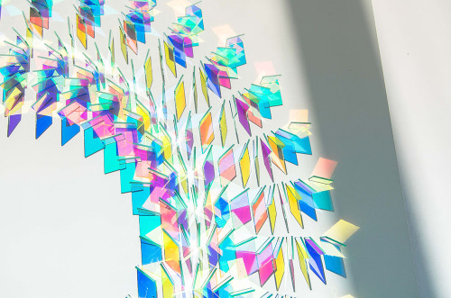 itscolossal:Dichroic Glass Installations by Chris Wood Reflect Light in a Rainbow of Color