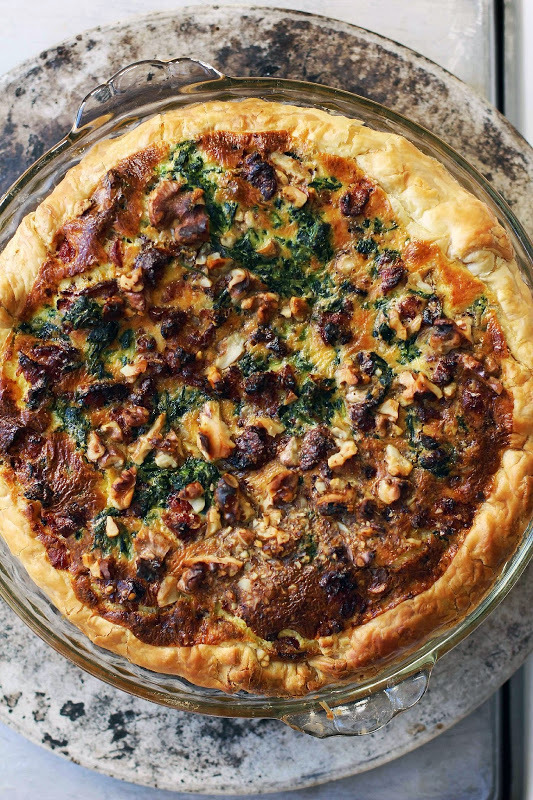 hoardingrecipes:    Spinach Chorizo and Walnut Pie