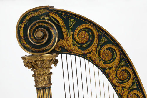 design-is-fine:John Egan, Harp, 1820. Dublin. Japanned wood with painted gold decoration. V&amp;