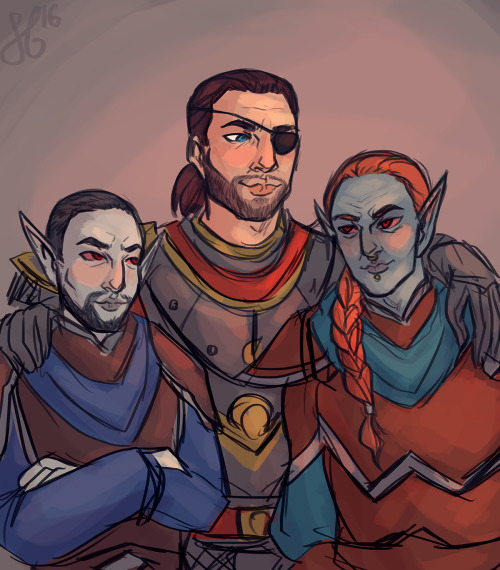 my favourite nerds from the Ebonheart Pact questline :’)Tanval and Holgunn are married I’m just sayi