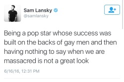 holyromanhomo:  rentedbeatle:  manfuckyopride:    I will engage in call out culture, who didn’t say anything? Britney, Beyoncé, Taylor, Madonna, Adele, all had things to say. Who didn’t? ☕️  He was talking about Nicki Minaj.  She blocked a fan