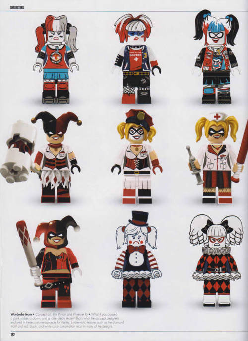 ginzbot:Concept art and models of Harley Quinn from the LEGO Batman “The Making of the Movie” Book!