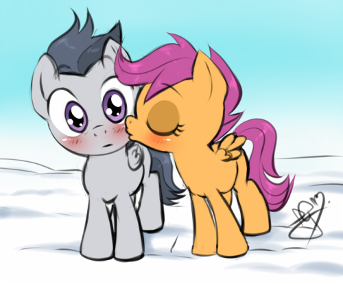 pia-chan:  Rumbleloo! teehee! FFB asked me for this… I ship this… and soon: Sparity x ButtonBelle :3  X3 D'aww~ I don’t really ship it, but this is cute :3